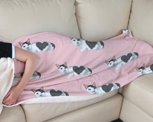 Load image into Gallery viewer, Custom Cat Sherpa Fleece Blanket